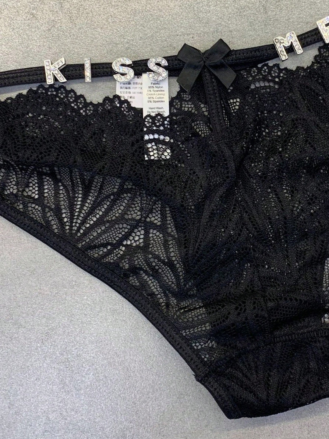 Personalized Letter Lace Funny Panties For Women, Diy Rhinestone Shiny Letters Name,Sexy Lace Thong With Custom Silver Letters, Christmas Presents,Merry Christmas, Customized Christmas Underwear Lingerie