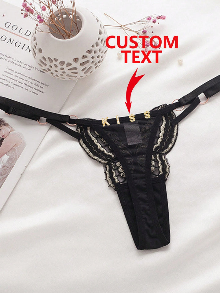 カスタマイズクリスタルネームバタフライアンダーウェアカラー刺繍セクシーレース調節可能面白いパンティー、クリスマスコスチューム、クリスマスプレゼント、メリークリスマス、カスタマイズされたクリスマスアンダーウェア