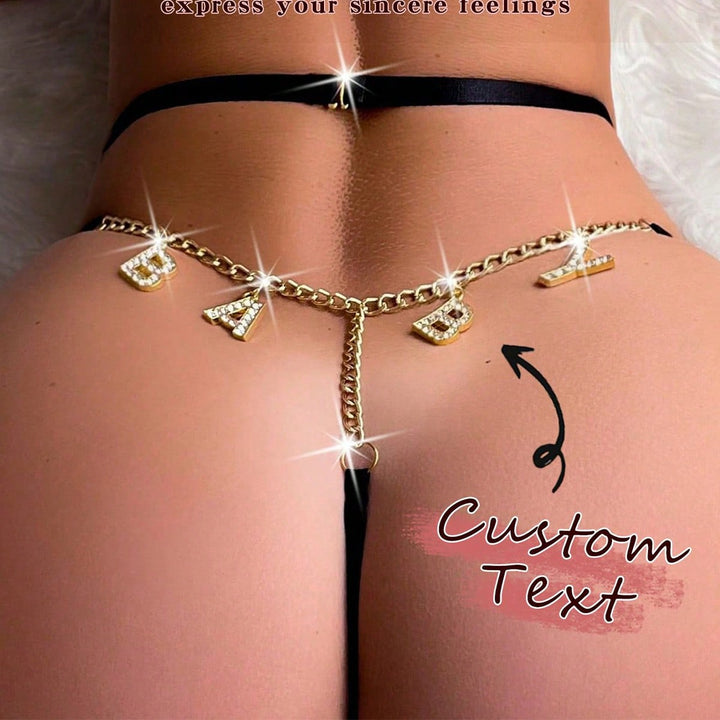 Customized Funny Thong With Gold And Silver Charm Name Letters Personalized Sexy Thong With Any Name Customized Thong Couple Gift,Christmas Costumes,Christmas Presents,Merry Christmas,Customized Christmas Underwear Sequine Colorful Custom,Personalized,Uni
