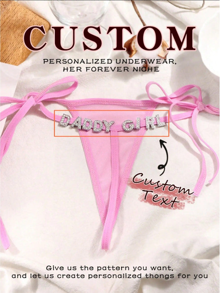 カスタムセクシーTバック、DIYパーソナライズゴールド＆シルバー文字、任意の名前でパーソナライズチャームTバック、カスタムビキニTバック、クリスマスコスチューム、クリスマスプレゼント、メリークリスマス、カスタマイズされたクリスマス下着