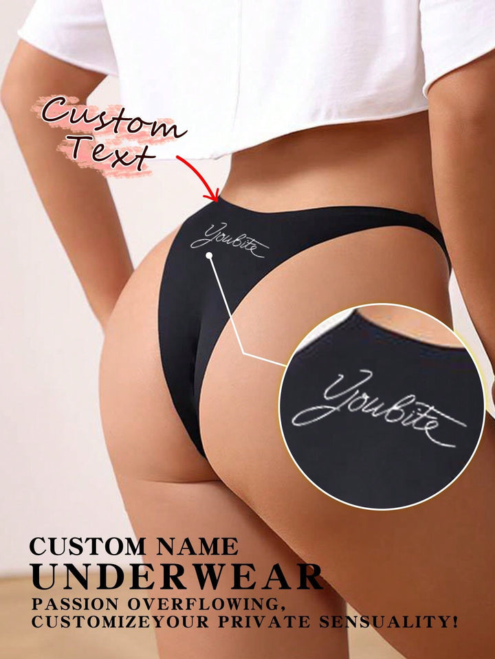 Custom Crystal Name, Letter Seamless Ice Silk Comfortable Breathable Underwear Sexy Funny T-Underwear,Christmas Costumes,Christmas Presents,Merry Christmas,Customized Christmas Underwear