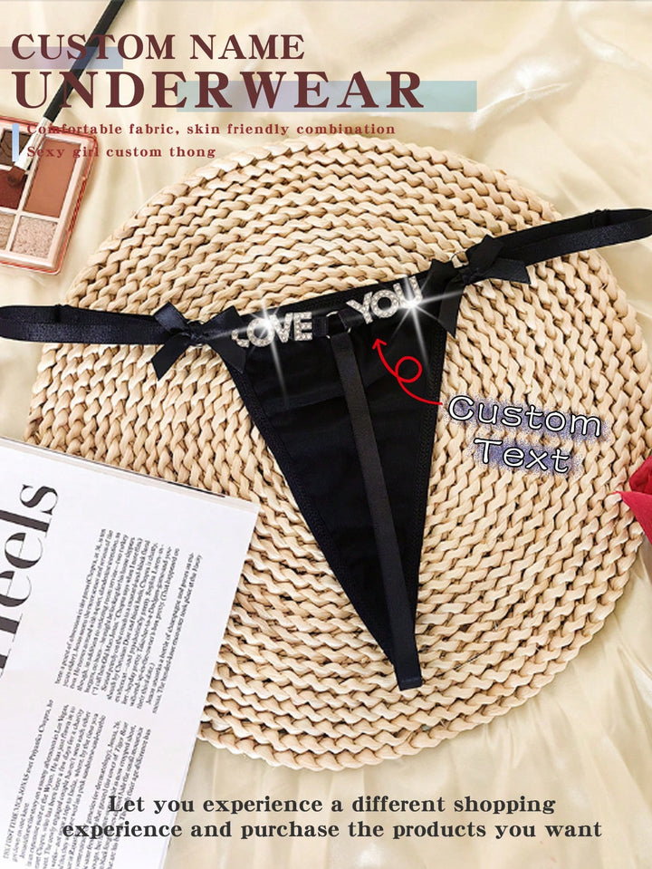 Customized, Taste Underwear Metal Letter Sexy Funny Thong Female Perspective Sexy T Pants.