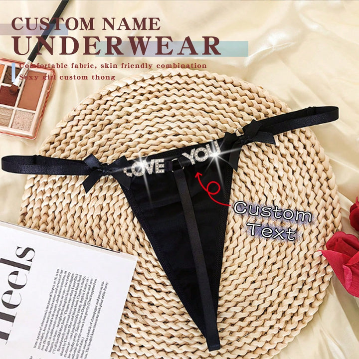 Customized, Taste Underwear Metal Letter Sexy Funny Thong Female Perspective Sexy T Pants.