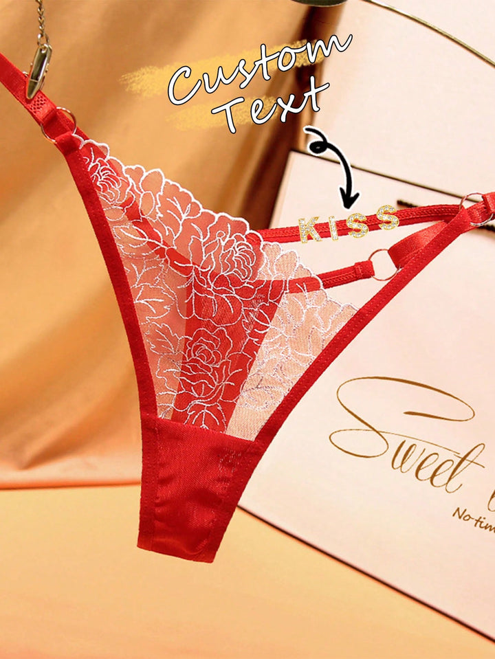 Flower Bud Lace V-Shaped Funny Thong Female Senior Feeling Hot Hollow Waist Temptation Adjustable Underwear Custom Gold And Silver Rhinestone Letters,Christmas Costumes,Christmas Presents,Merry Christmas,Customized Christmas Underwear Sequine Colorful Cus