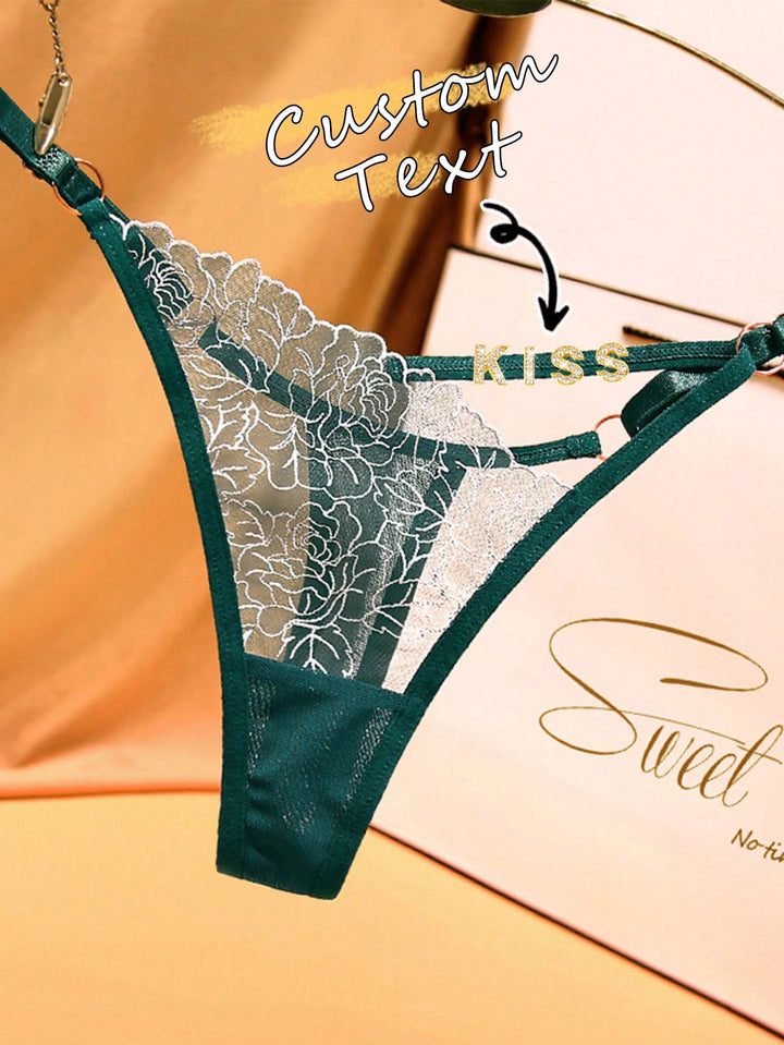 Flower Bud Lace V-Shaped Funny Thong Female Senior Feeling Hot Hollow Waist Temptation Adjustable Underwear Custom Gold And Silver Rhinestone Letters,Christmas Costumes,Christmas Presents,Merry Christmas,Customized Christmas Underwear Sequine Colorful Cus