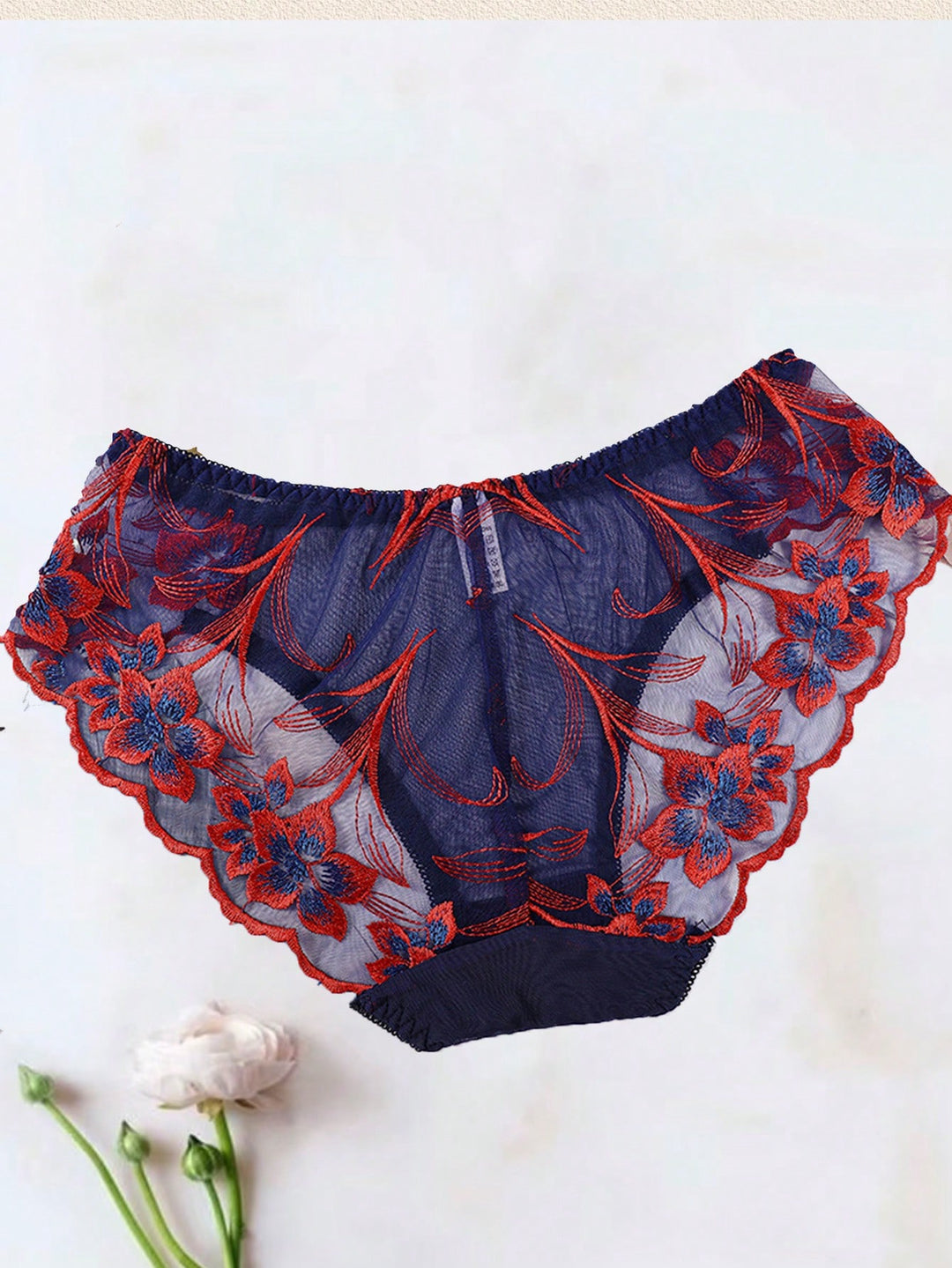 カスタムセクシーおもしろパンティーレディース刺繍フラワーホットメッシュスルーアイスシルクローライズレースブリーフ速乾