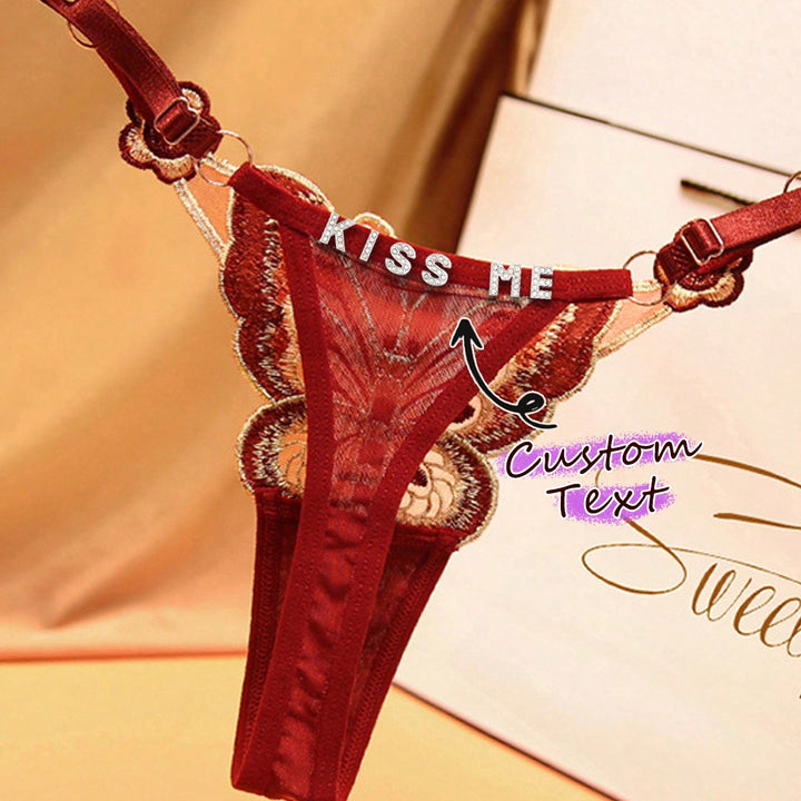 バタフライエレメント調節可能、レディースプラスサイズ下着、セクシーランジェリー下着、カスタムネームセクシーレディースパンティー、パーソナライズクリスタルレターランジェリーローウエスト下着、カスタムセクシーレディースパンティー、DIYシャイニーレターネームパンティー、カスタムウェディング