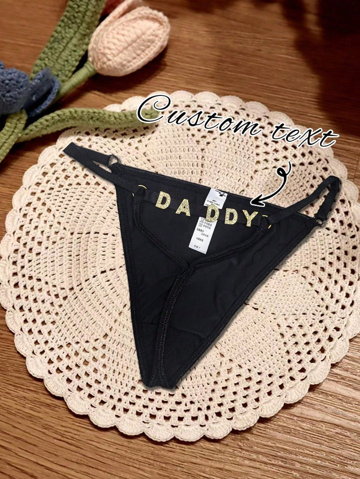 ゴールドチャーム付きカスタムおもしろTバックGストリング • 名前入りパーソナライズチャームTバック • カスタムTバックビキニ • カップルギフト • クリスマスプレゼント • メリークリスマス • カスタマイズされたクリスマス下着