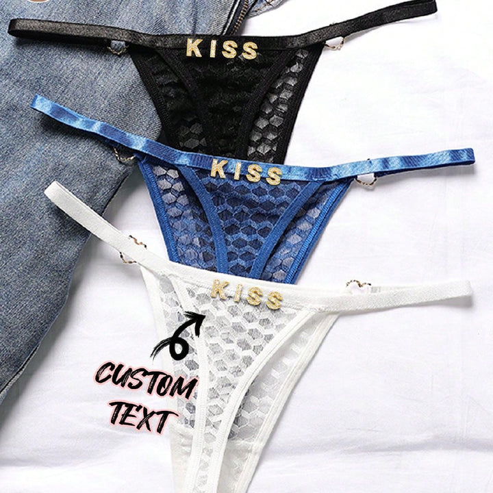 1-Piece Custom Christmas Lady Love Buckle Sexy Sexy Lace Low-Rise Funny Thong Underwear For Women