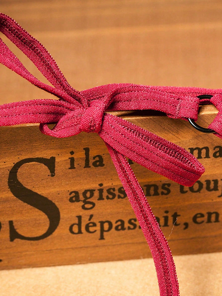 カスタムテキスト。サイドストラップ下着レディースレースセクシー大きいサイズ軽量高級ストラップ中空T字型パンツローウエストTパンツ。クリスマス。