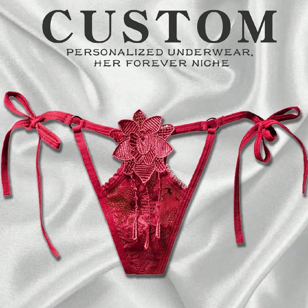 カスタムテキスト。サイドストラップ下着レディースレースセクシー大きいサイズ軽量高級ストラップ中空T字型パンツローウエストTパンツ。クリスマス。