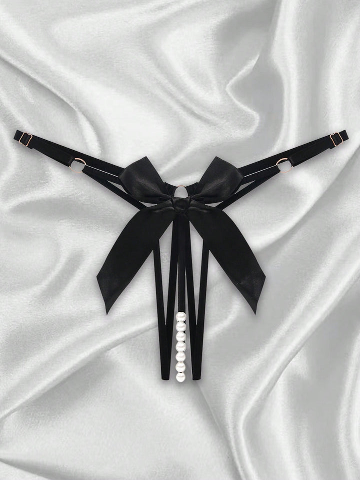 1-Piece Custom Christmas Lady Titillate Beaded Hot Butt Sexy Adjustable Size Thong Lingerie For Women