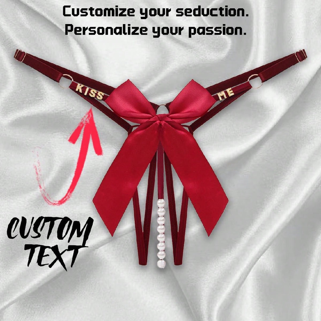 1-Piece Custom Christmas Lady Titillate Beaded Hot Butt Sexy Adjustable Size Thong Lingerie For Women