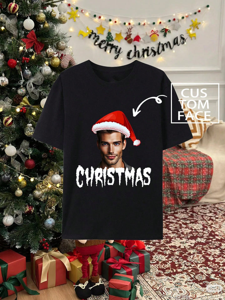 1 Set Custom Profile Photo Custom Face Solid Color Breathable Short Sleeve, Can Be Customized Personalized Printed Funny T-Shirt Suitable For Christmas, Gifts, Festivals
