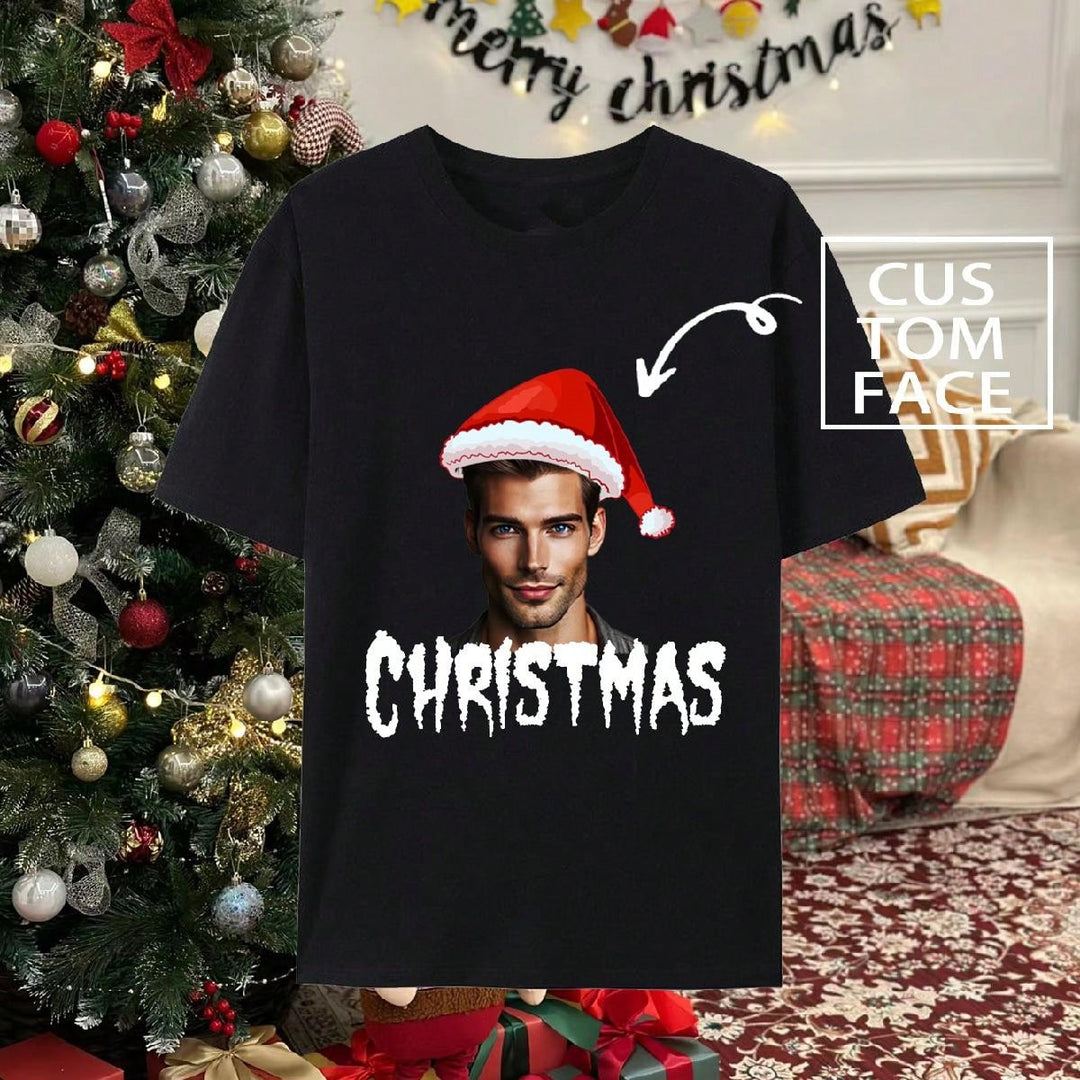 1 Set Custom Profile Photo Custom Face Solid Color Breathable Short Sleeve, Can Be Customized Personalized Printed Funny T-Shirt Suitable For Christmas, Gifts, Festivals