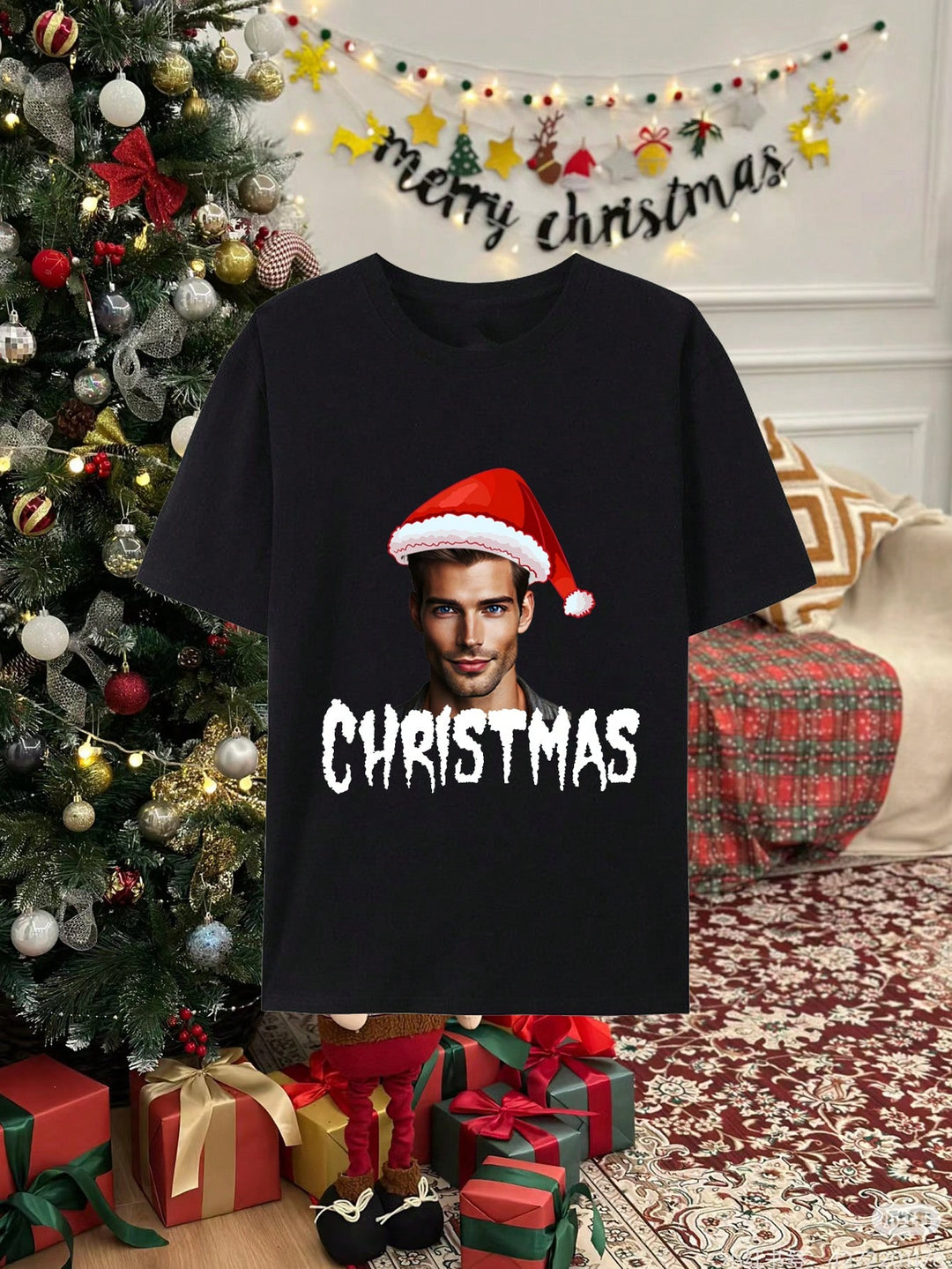1 Set Custom Profile Photo Custom Face Solid Color Breathable Short Sleeve, Can Be Customized Personalized Printed Funny T-Shirt Suitable For Christmas, Gifts, Festivals