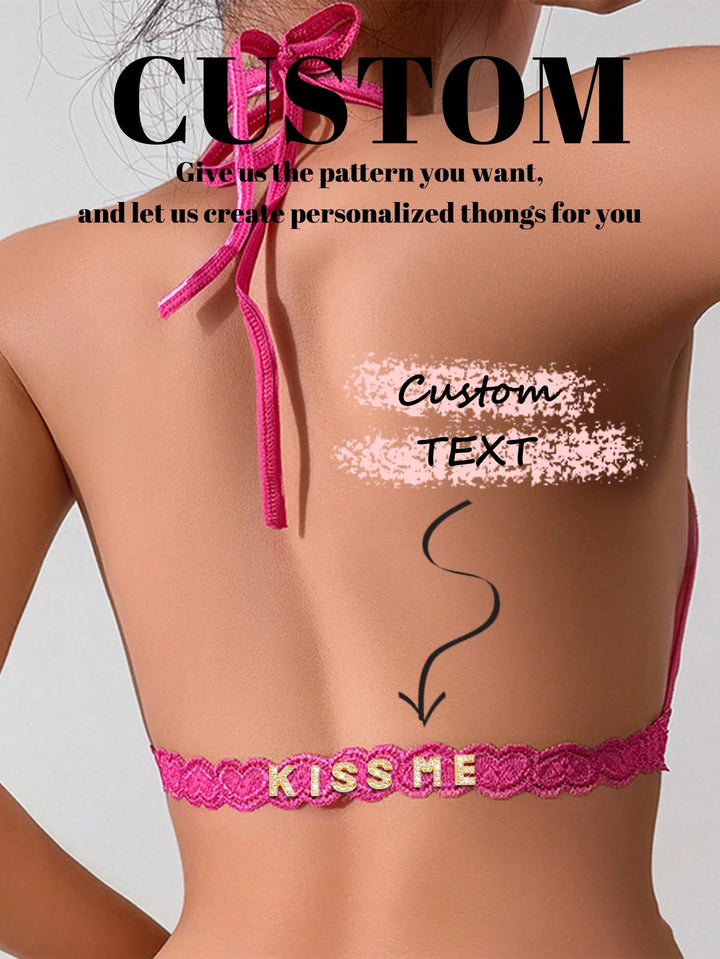 1-Piece Custom Christmas Lady Sexy Lace Tie Low-Cut Bra Perspective Fun Comfortable Stylish Women's Top