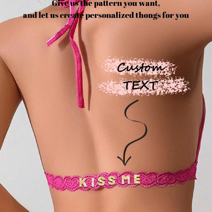 1-Piece Custom Christmas Lady Sexy Lace Tie Low-Cut Bra Perspective Fun Comfortable Stylish Women's Top