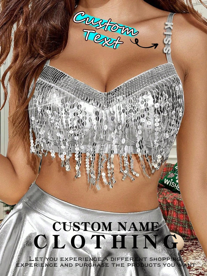 1ピースカスタムアルファベットクリスマスレディースセクシー快適グリッタークロスフリンジパーソナリティランジェリー