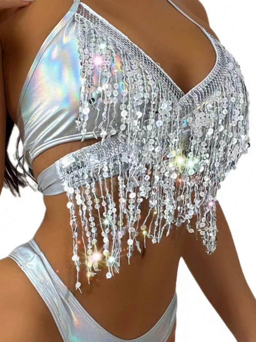 1ピースカスタムアルファベットクリスマスレディースセクシー快適グリッタークロスフリンジパーソナリティランジェリー