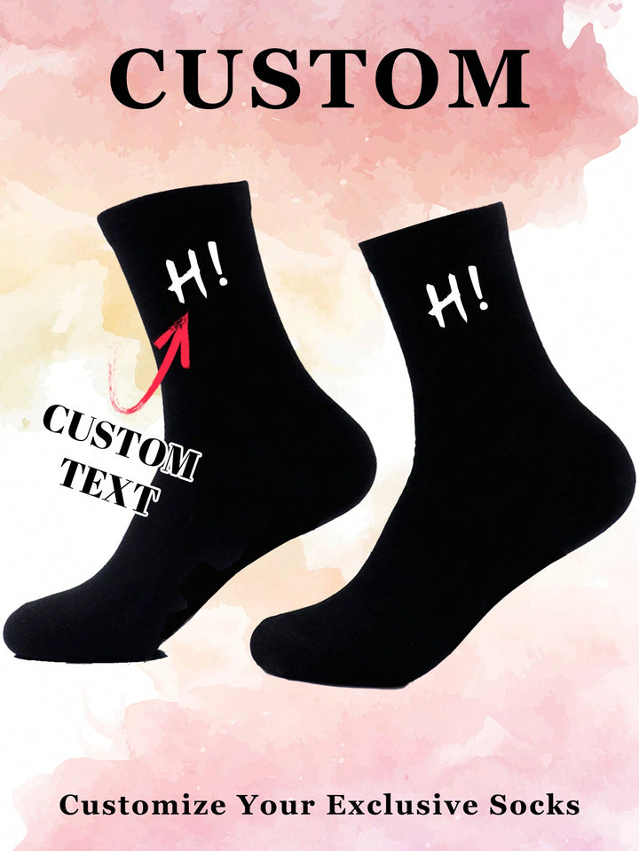 1 Pair Of Funny Socks, Custom Creative Socks, Leisure Sports Socks All Cotton Socks, You Can Customize The Text You Want On The Socks, Suitable For Gifts, Festivals, Birthday Gifts