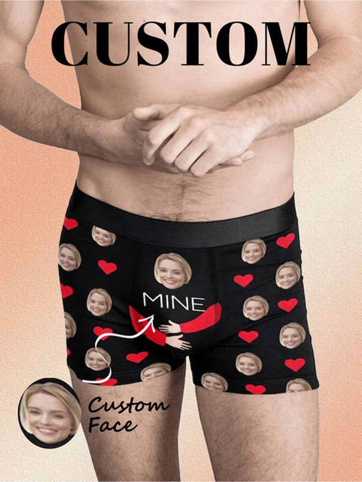 ボーイフレンド、夫、お父さんのための顔入り1ピースカスタムボクサー、写真入りカスタム下着、写真ボクサー、写真ボクサー、パーソナライズされたギフト。