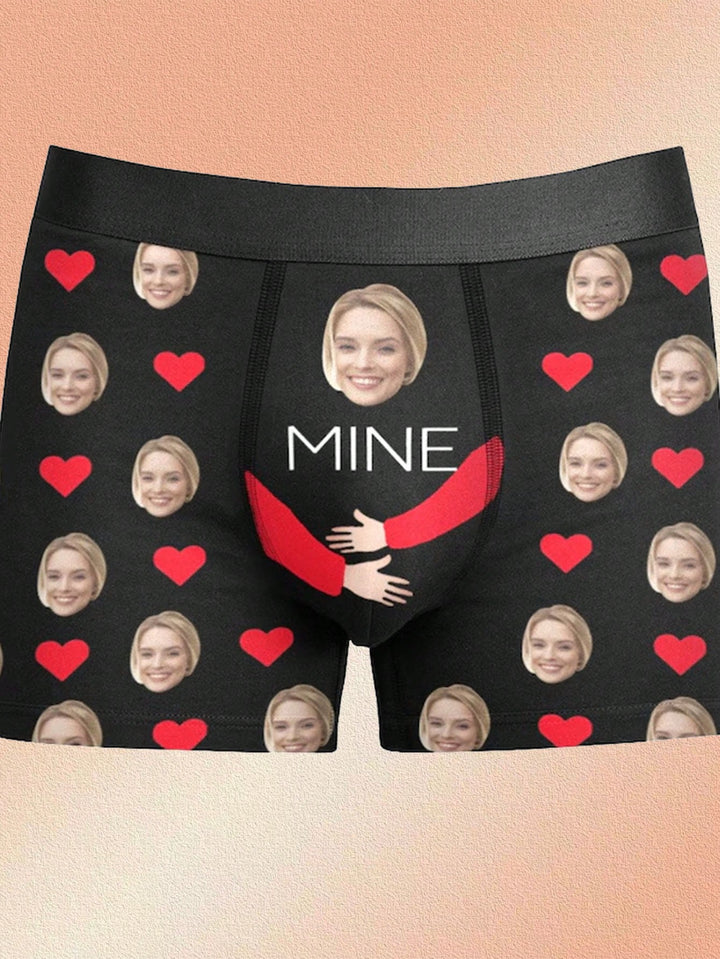 ボーイフレンド、夫、お父さんのための顔入り1ピースカスタムボクサー、写真入りカスタム下着、写真ボクサー、写真ボクサー、パーソナライズされたギフト。