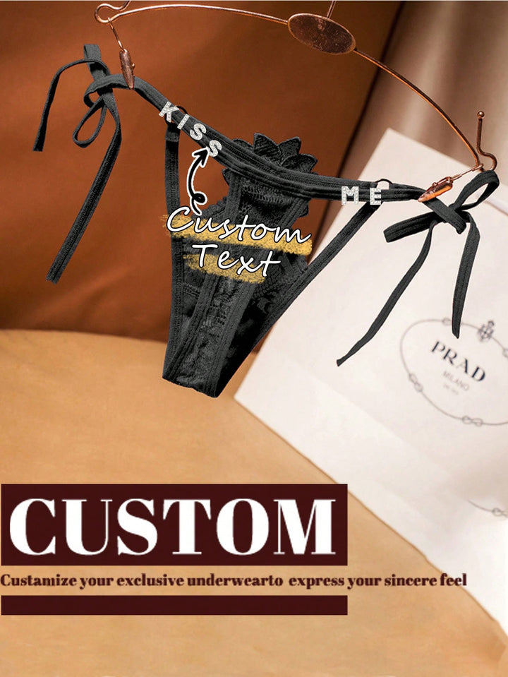カスタムテキスト。サイドストラップ下着レディースレースセクシー大きいサイズ軽量高級ストラップ中空T字型パンツローウエストTパンツ。クリスマス。