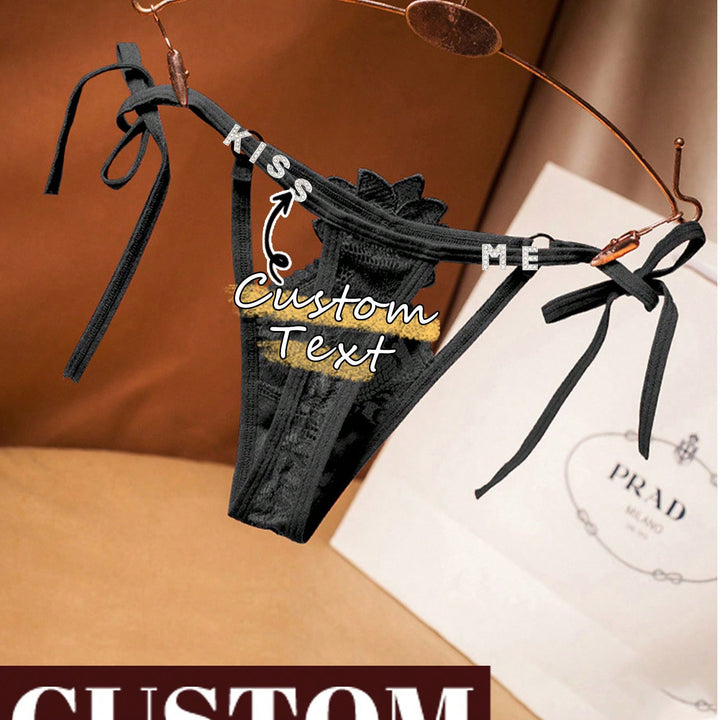 カスタムテキスト。サイドストラップ下着レディースレースセクシー大きいサイズ軽量高級ストラップ中空T字型パンツローウエストTパンツ。クリスマス。