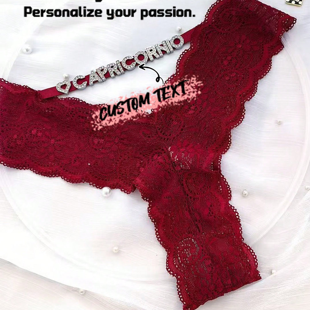 1-Piece Custom Crystal Letters Sexy Underwear Women's Low-Rise See-Through T Pants Crotch Bottom Lace Underwear Sequine Colorful Custom,Personalized,Unique,Customized Personalized Gifts For Men/Women,Lingerie,Panties,Underwear,Thongs Ideal Gifts For Her G