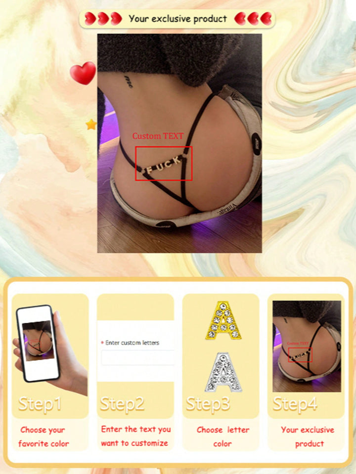 ゴールドチャーム付きカスタムおもしろTバックGストリング • 名前入りパーソナライズチャームTバック • カスタムTバックビキニ • カップルギフト • クリスマスプレゼント • メリークリスマス • カスタマイズされたクリスマス下着