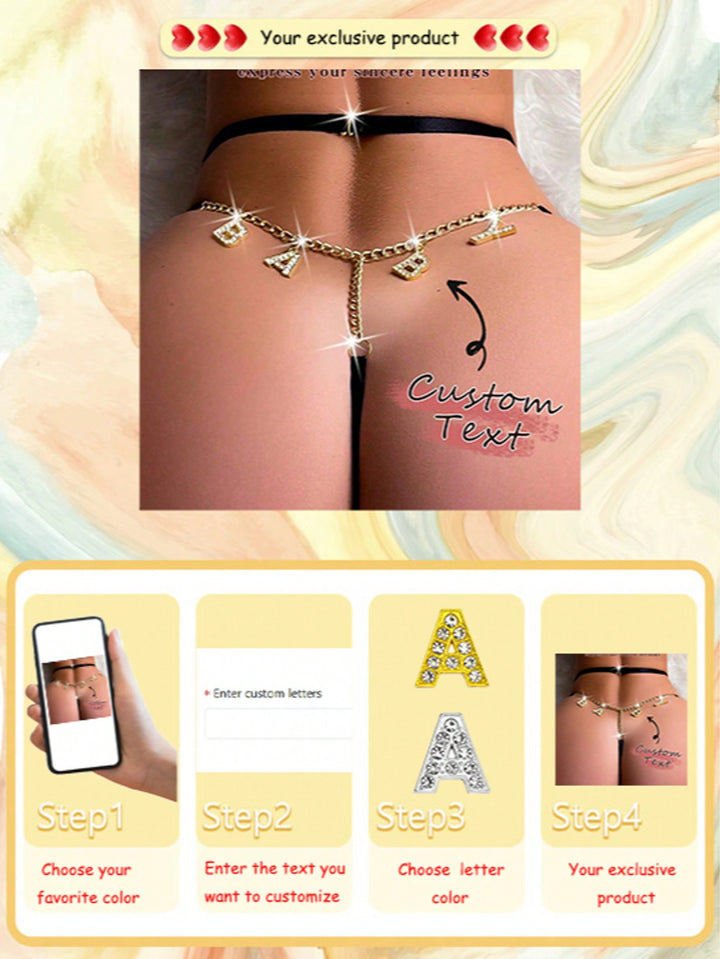 Customized Funny Thong With Gold And Silver Charm Name Letters Personalized Sexy Thong With Any Name Customized Thong Couple Gift,Christmas Costumes,Christmas Presents,Merry Christmas,Customized Christmas Underwear Sequine Colorful Custom,Personalized,Uni