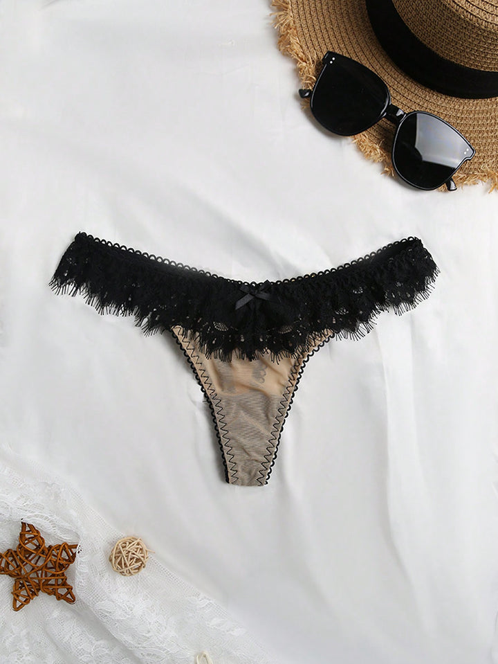 1PC Christmas Custom Lace Transparent Funny T-Pants Letters Women's Low-Waisted Underwear Ladies Thong Tulle Crotch Sexy Women's Underwear Sequine Colorful Custom,Personalized,Unique,Customized Personalized Gifts For Men/Women,Lingerie,Panties,Underwear,T