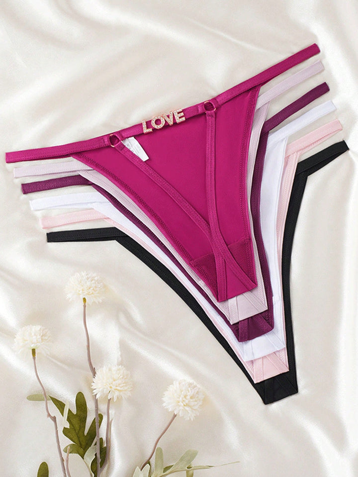 カスタムイニシャルラインストーン装飾中空Tバックパンティー