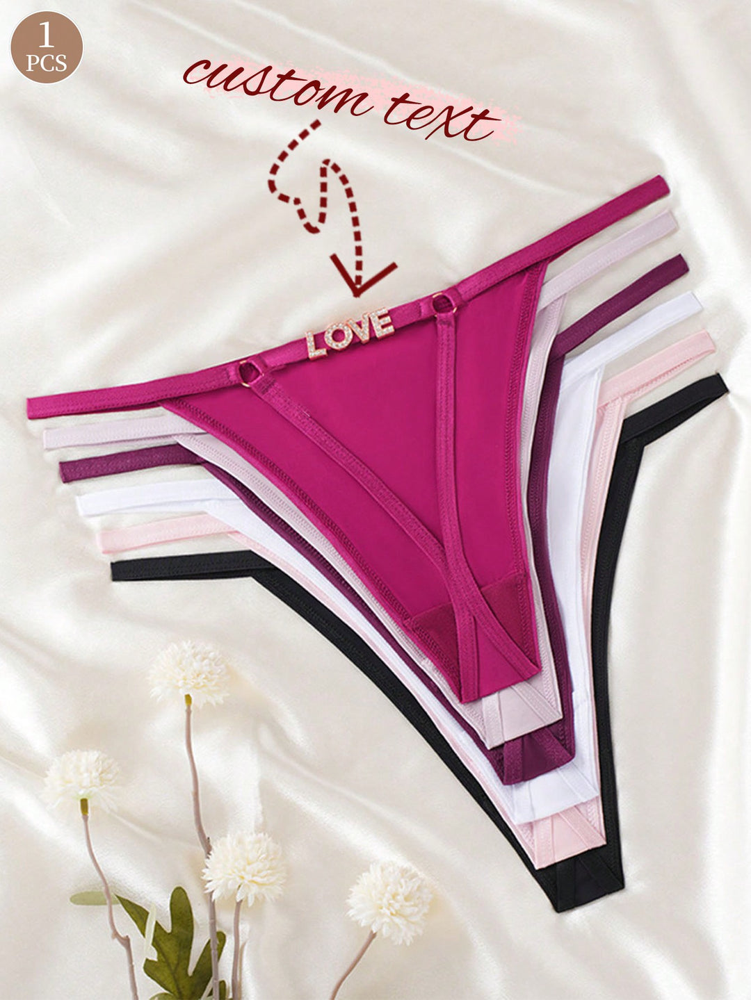 カスタムイニシャルラインストーン装飾中空Tバックパンティー