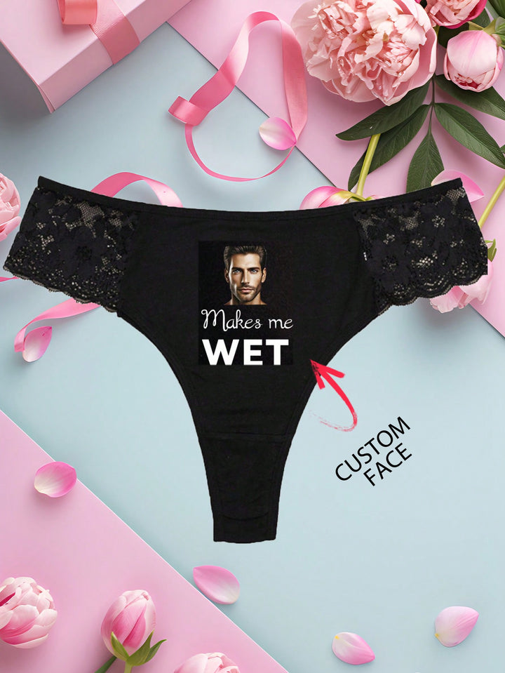 1枚のカスタム顔付きTバック、カスタム写真ブリーフ、パーソナライズ顔Tバック、顔付きパーソナライズ下着、カスタム顔下着、カスタム写真Tバック、女性用カスタムTバック、カスタムTバックブライド、
