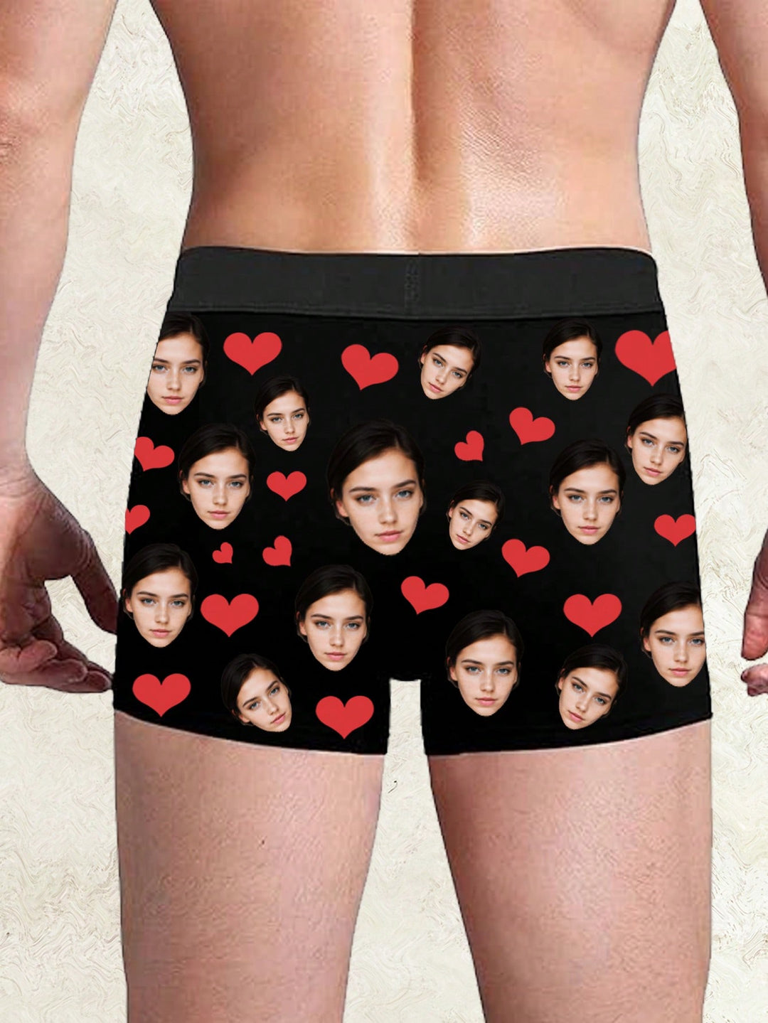 1- Boxers Customized For Husband/Boyfriend, Winter, Popular Anniversaries/Birthdays/Gifts For Him, Men's Printed Face Underwear, Anniversaries, Ideal Gifts For Holidays Boyfriend Bedroom, Living Room, Custom Photo Boxers, Couple Gift Sequins Fashionable,