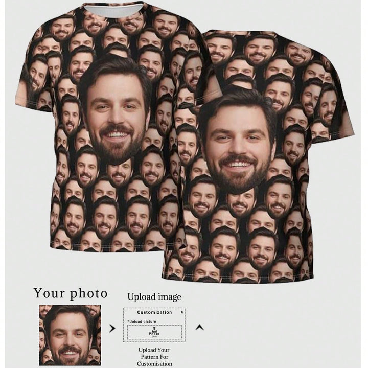 1-Piece Customized Face T-Shirt Personalized Men's Home Wear, Customized Pictures, Customized Face Head Print Men's Home Wear, Customized Face Short Sleeve Personalized Men's T-Shirt, Customized Face Pictures Dawg, Colorful, Cute, Adorable, Contracted, Fu