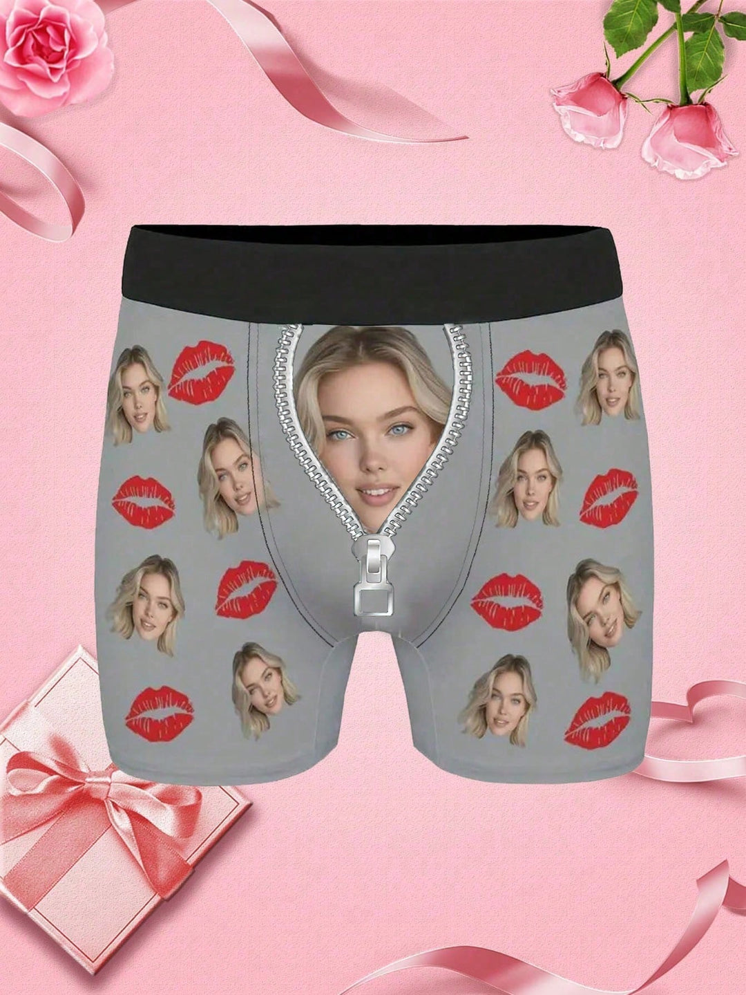 ボーイフレンド、夫、お父さんのための顔入り1ピースカスタムボクサー、写真入りカスタム下着、写真ボクサー、写真ボクサー、パーソナライズされたギフト。