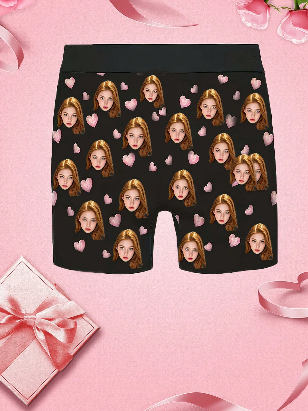 1-Piece Men's Custom Underwear, Personalized Underwear, Custom Face Print Men's Underwear Boxers Perfect For Valentine's Day, Anniversary Or Everyday Wear, Give Your Partner A Unique Gift. Use A Single Image, A Magical Heart, To Create Your Own Personaliz