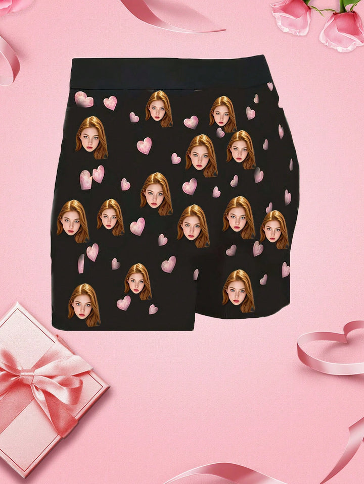 1-Piece Men's Custom Underwear, Personalized Underwear, Custom Face Print Men's Underwear Boxers Perfect For Valentine's Day, Anniversary Or Everyday Wear, Give Your Partner A Unique Gift. Use A Single Image, A Magical Heart, To Create Your Own Personaliz