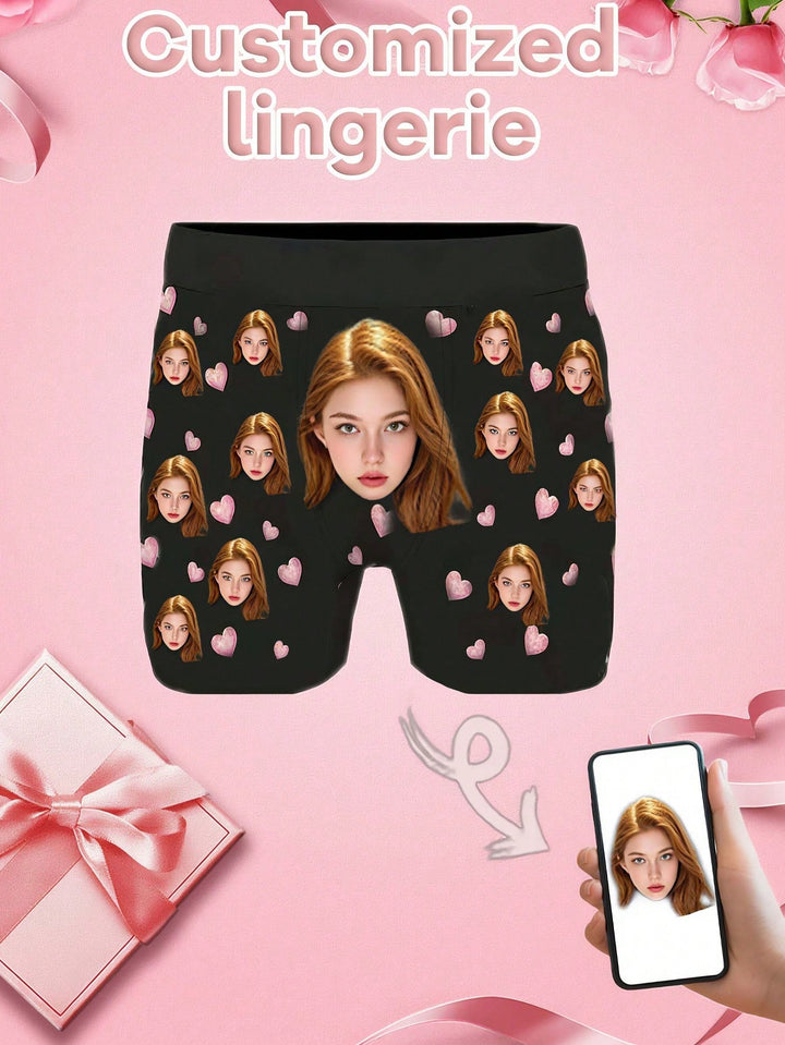 1-Piece Men's Custom Underwear, Personalized Underwear, Custom Face Print Men's Underwear Boxers Perfect For Valentine's Day, Anniversary Or Everyday Wear, Give Your Partner A Unique Gift. Use A Single Image, A Magical Heart, To Create Your Own Personaliz