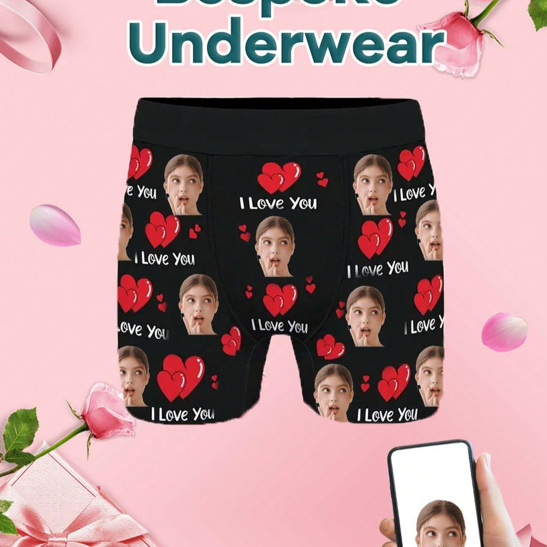 1ピースのカスタマイズされた顔の下着パーソナライズされた男性の下着、カスタマイズされた面白くてかわいい男性の下着、カスタマイズされた写真、カスタマイズされた顔の肖像画が印刷された男性の下着のボクサー、四季のためのカスタマイズされたパーソナライズされたギフト