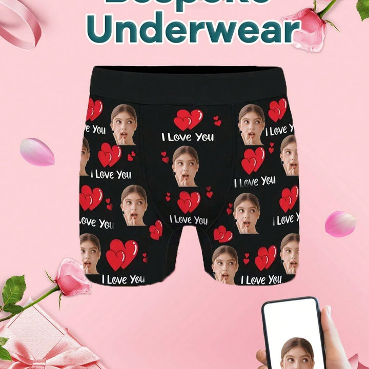 1ピースのカスタマイズされた顔の下着パーソナライズされた男性の下着、カスタマイズされた面白くてかわいい男性の下着、カスタマイズされた写真、カスタマイズされた顔の肖像画が印刷された男性の下着のボクサー、四季のためのカスタマイズされたパーソナライズされたギフト