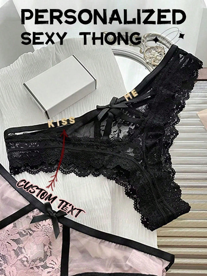 1-Piece Custom Christmas Lady Seduction Lace Cross Strap Seamless Sports Mesh Thong Underwear For Women