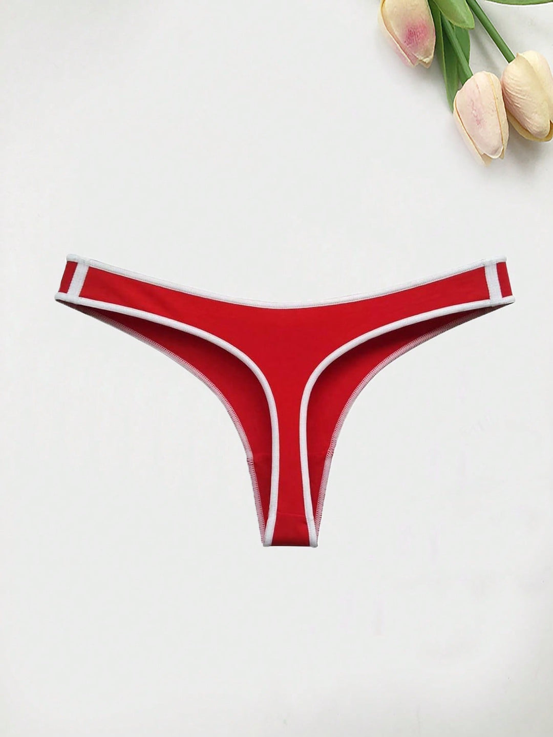 女性用カスタム下着Tバック、カスタムフェイス、カスタムパターン、レッドコットンパンティー、女性用ソフトシームレスインビジブル通気性スポーツパンティー