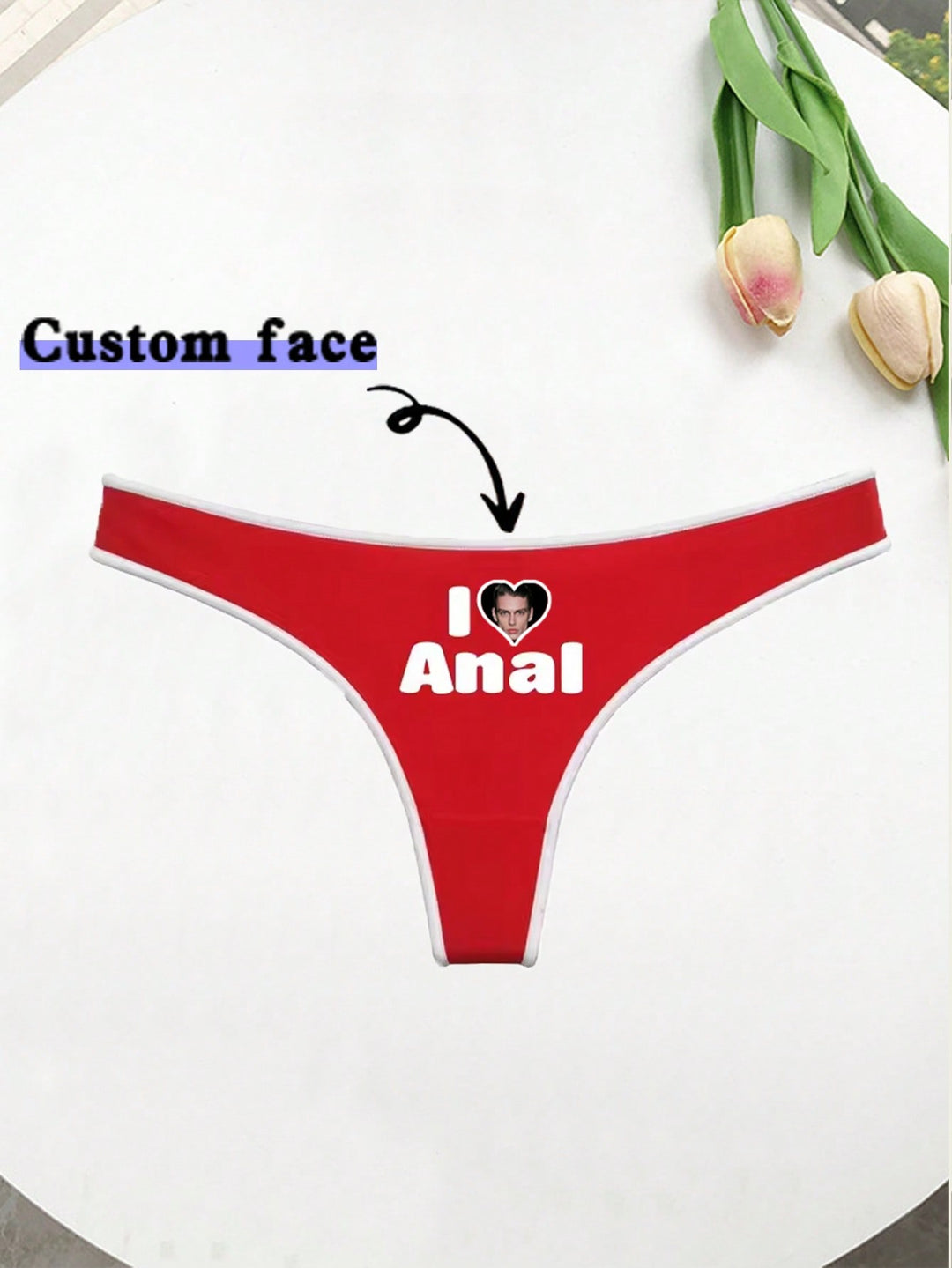 女性用カスタム下着Tバック、カスタムフェイス、カスタムパターン、レッドコットンパンティー、女性用ソフトシームレスインビジブル通気性スポーツパンティー