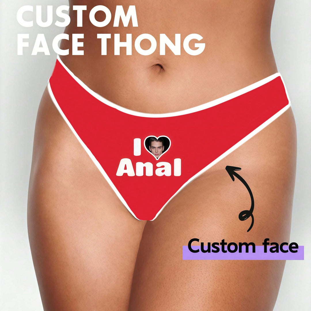 女性用カスタム下着Tバック、カスタムフェイス、カスタムパターン、レッドコットンパンティー、女性用ソフトシームレスインビジブル通気性スポーツパンティー