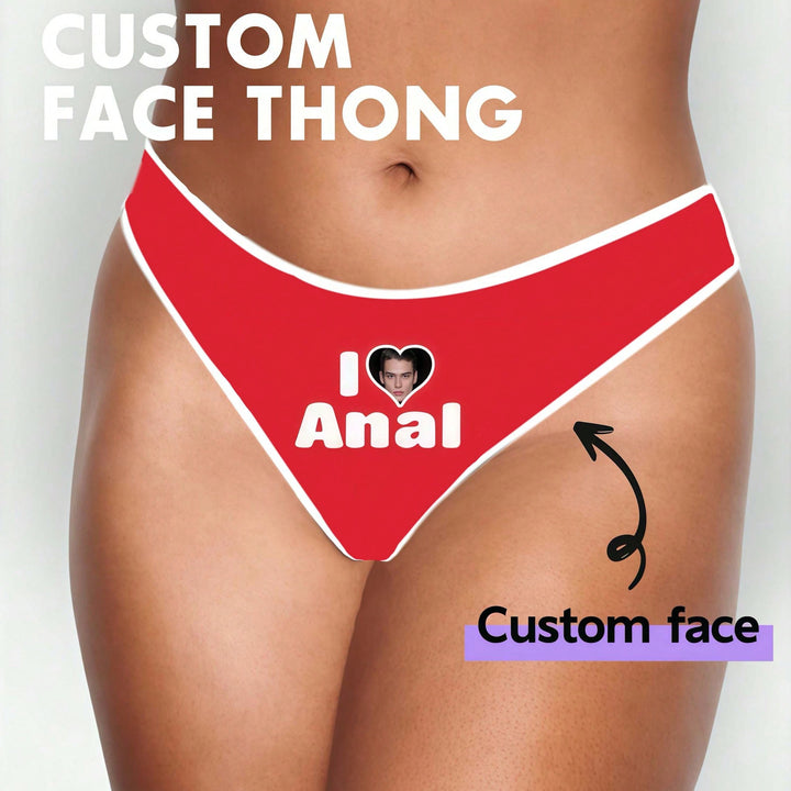 女性用カスタム下着Tバック、カスタムフェイス、カスタムパターン、レッドコットンパンティー、女性用ソフトシームレスインビジブル通気性スポーツパンティー