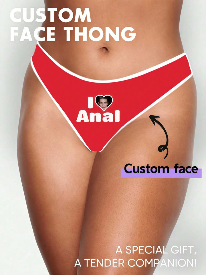 女性用カスタム下着Tバック、カスタムフェイス、カスタムパターン、レッドコットンパンティー、女性用ソフトシームレスインビジブル通気性スポーツパンティー